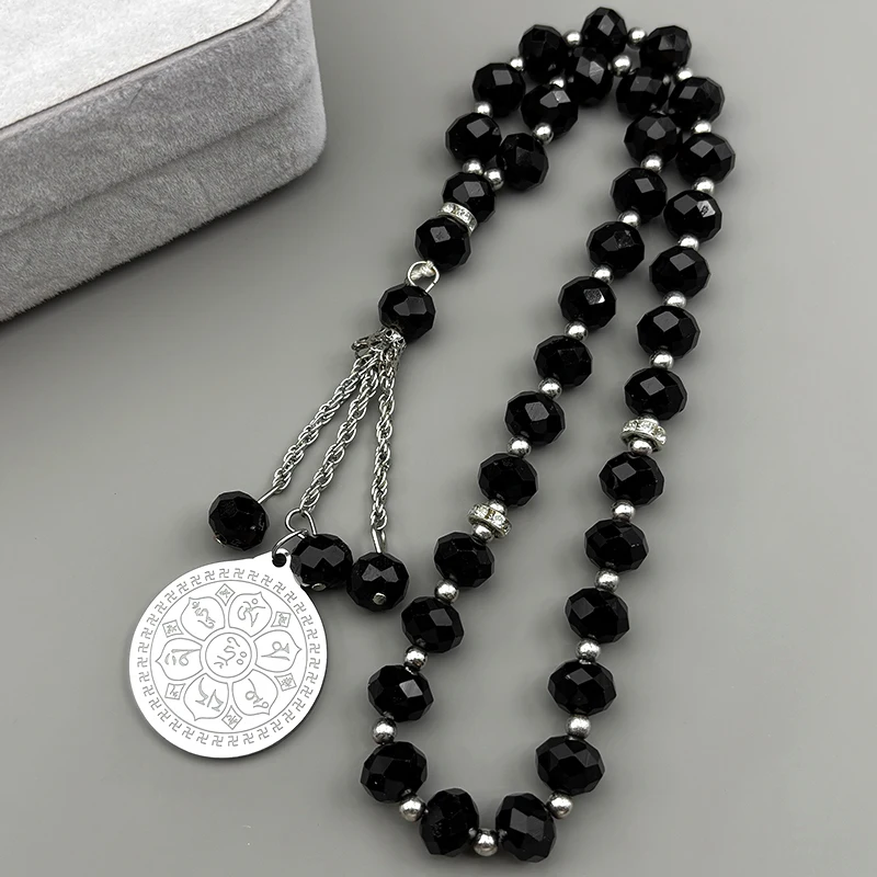 

Lotus Buddha Junti Spell Wheel Keyring For Women Men Stainless Steel Gold Color 33 Prayer Glass Beads Car Pendant Jewelry Gifts