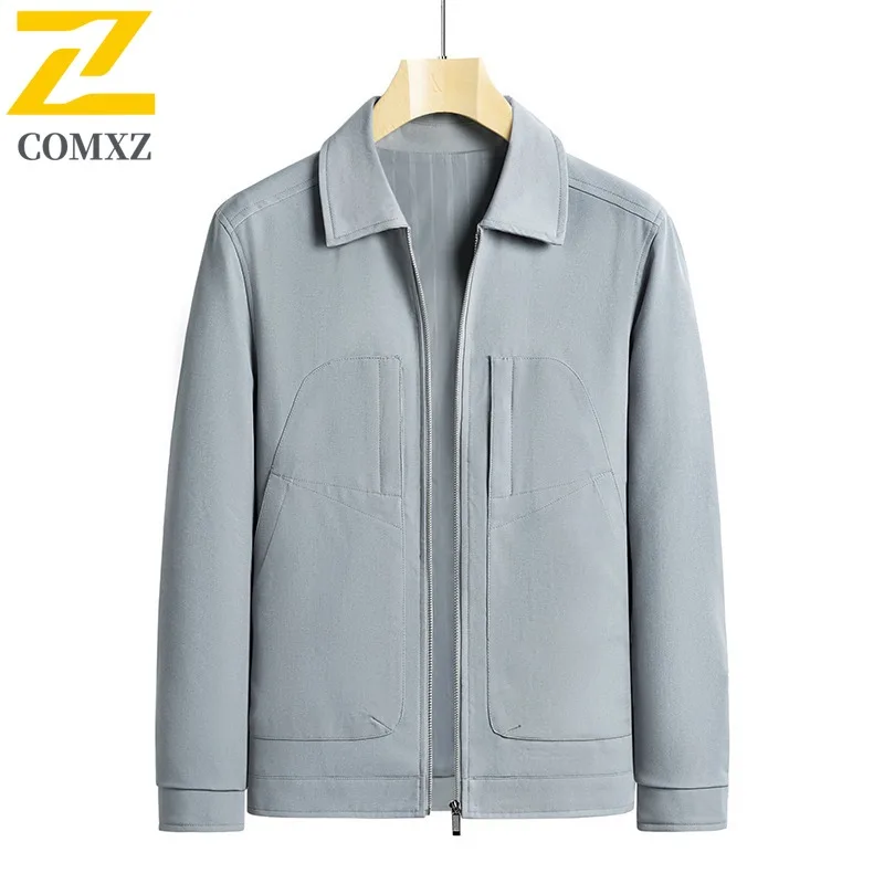 COMXZ Men Jacket Fashion Windproof Light Luxury Business Golf Outdoor Hike Breathable Jacket Handsome Turndown Collar Outerwear