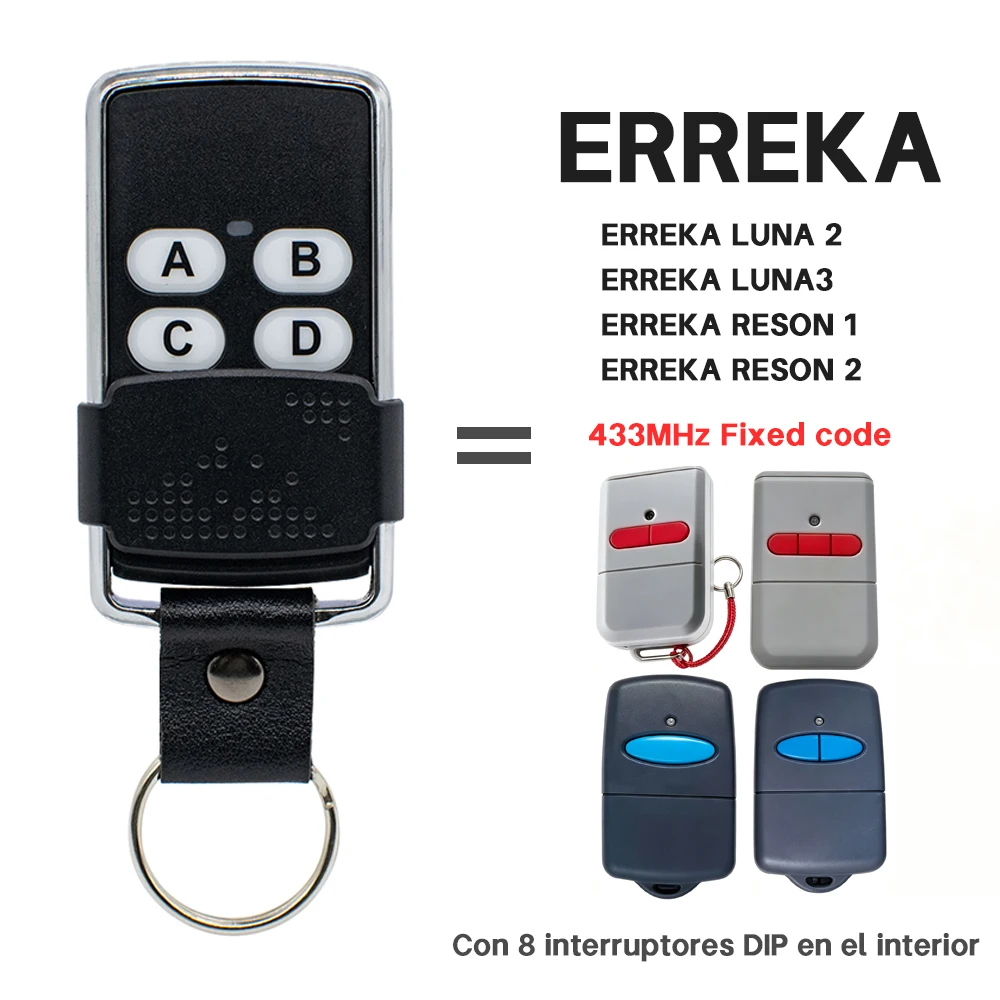 ERREKA KUMA KU02 Garage Door Remote Control 433.92MHz Fixed Code Clone ERREKA LUNA 2/3 RESON 1 RESON 2 Gate Command Duplicator