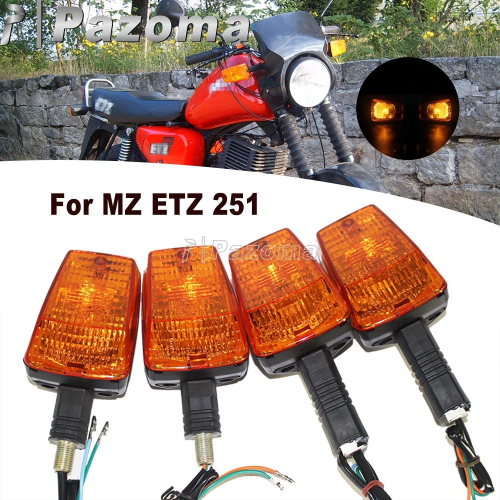 Turn Signal Light For MZ ETZ 251 Motorcycle Amber Lens Cover Turn Sifnal Lamp Blinker Flasher Indicator Front Rear Filaments 12V