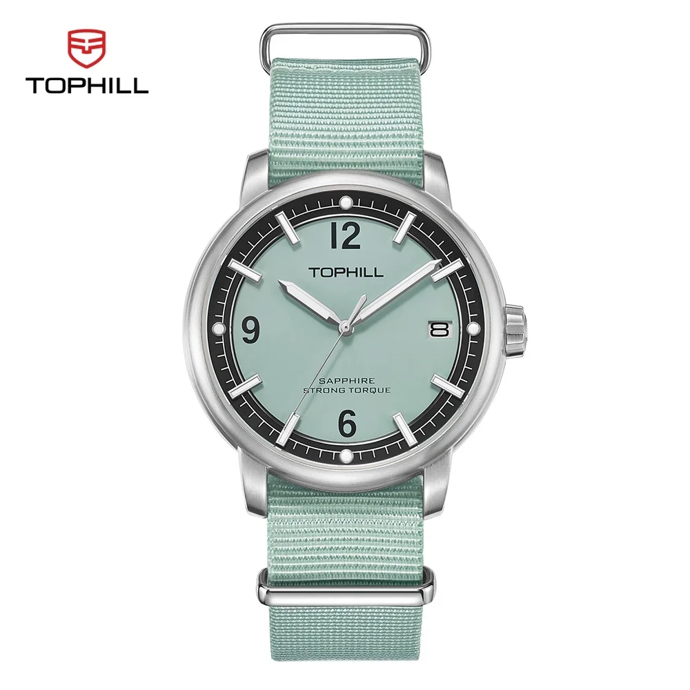 

TOPHILL Fashion Quartz Watch For Men Green quartz watch Luminous watches Casual Sport Watch Sapphire Vintage watch 2 straps
