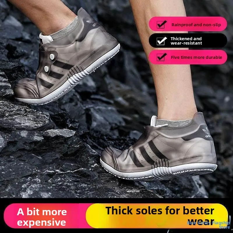 

Модные мягкие резиновые бахилы-сапоги водонепроницаемые нескользящие для мужчин и женщин, портативные низкие бахилы-сапоги с пряжкой от дождя