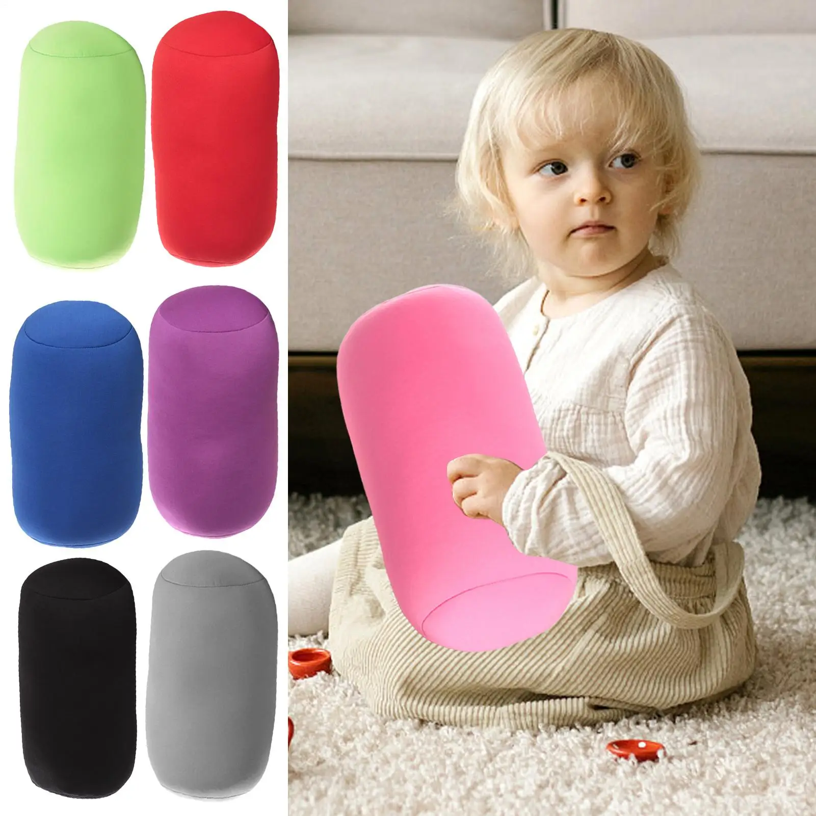 Long Round Neck Pillow Washable Cylindrical Pillow For Bedroom Room Seat Head Rest Neck Support Travel Cushion Microbead Pillow