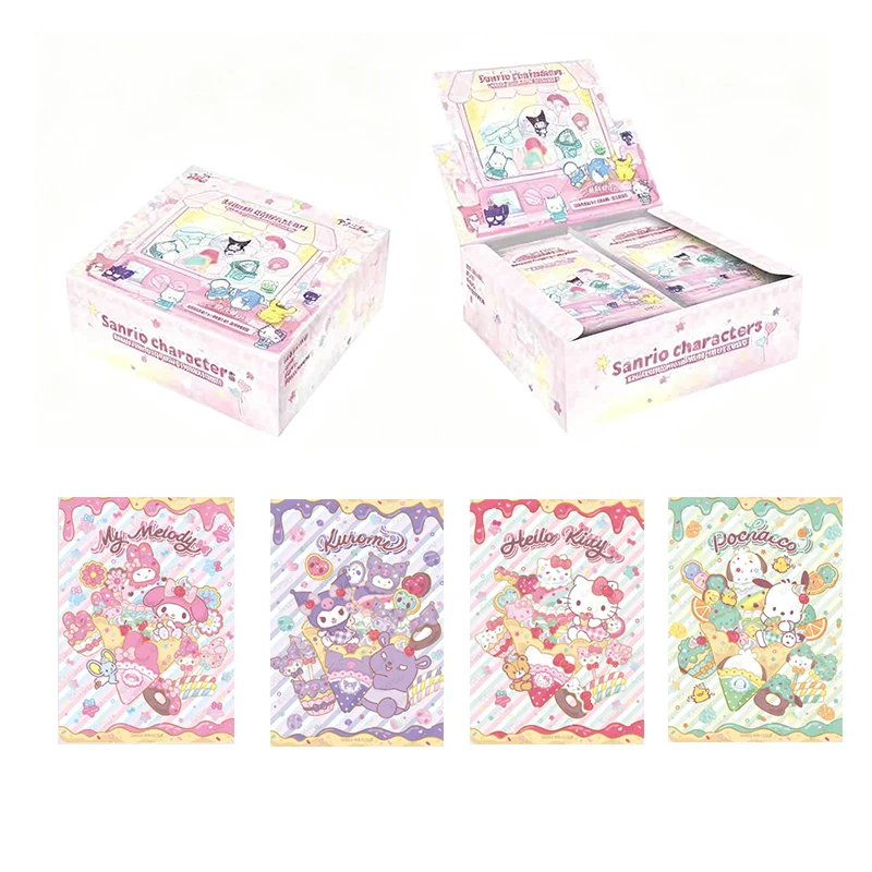 KAYOU Sanrio Charakter-Sammelkarten-Box-Set mit My Melody, Kuromi, Hello Kitty, Pochacco, Süße Dessert-Kunstkarten für Sammler