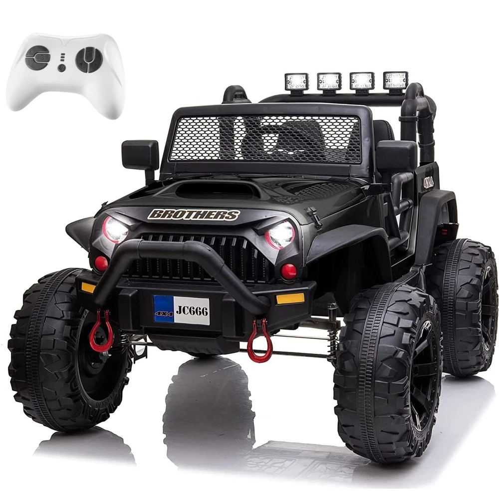 

12V Kids Electric Car w/Remote, 2 Seater, Spring Suspension,9Ah Battery,3 Speeds,Double Doors,Music Player