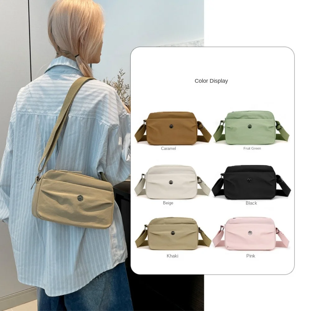 Bolso bandolera de nailon de gran capacidad, bandolera cuadrada informal multicapa, bolso de hombro individual impermeable de estilo coreano para estudiantes