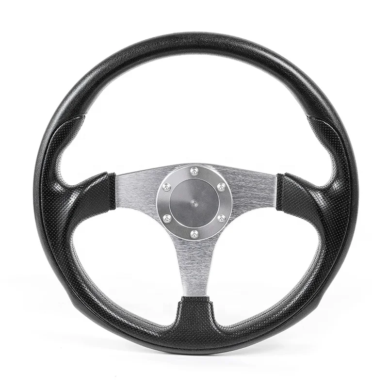 Winibo 13-1/2 Inch Black Stainless Steel & PE Nautical Marine Boat Steering Wheel