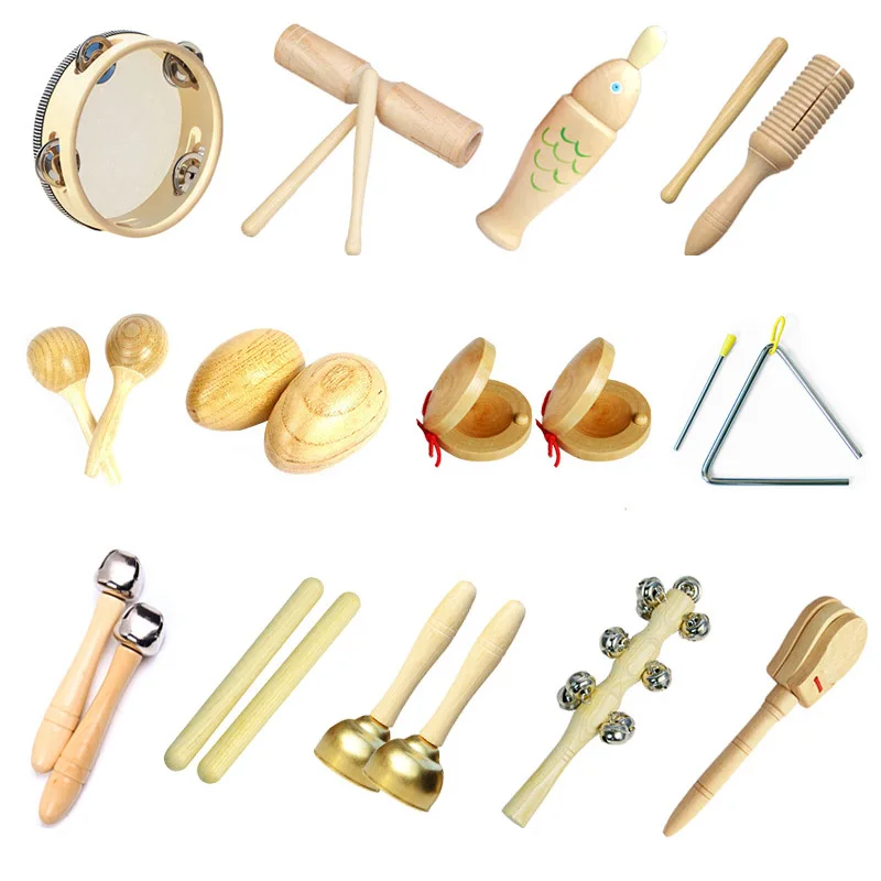 Sonajeros de madera para bebés, juego de agarre, juguete de dentición para niños, campana de cama, martillo de arena, juguete educativo, instrumentos musicales para niños