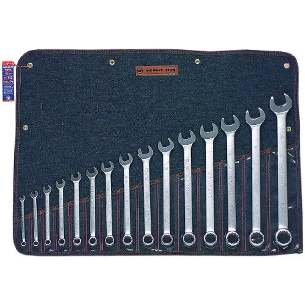 

15-Piece 12 Point Combination Wrench Set 5/16"-1-1/4" High Torque Long Life High Strength Denim Tool Roll Included Professional