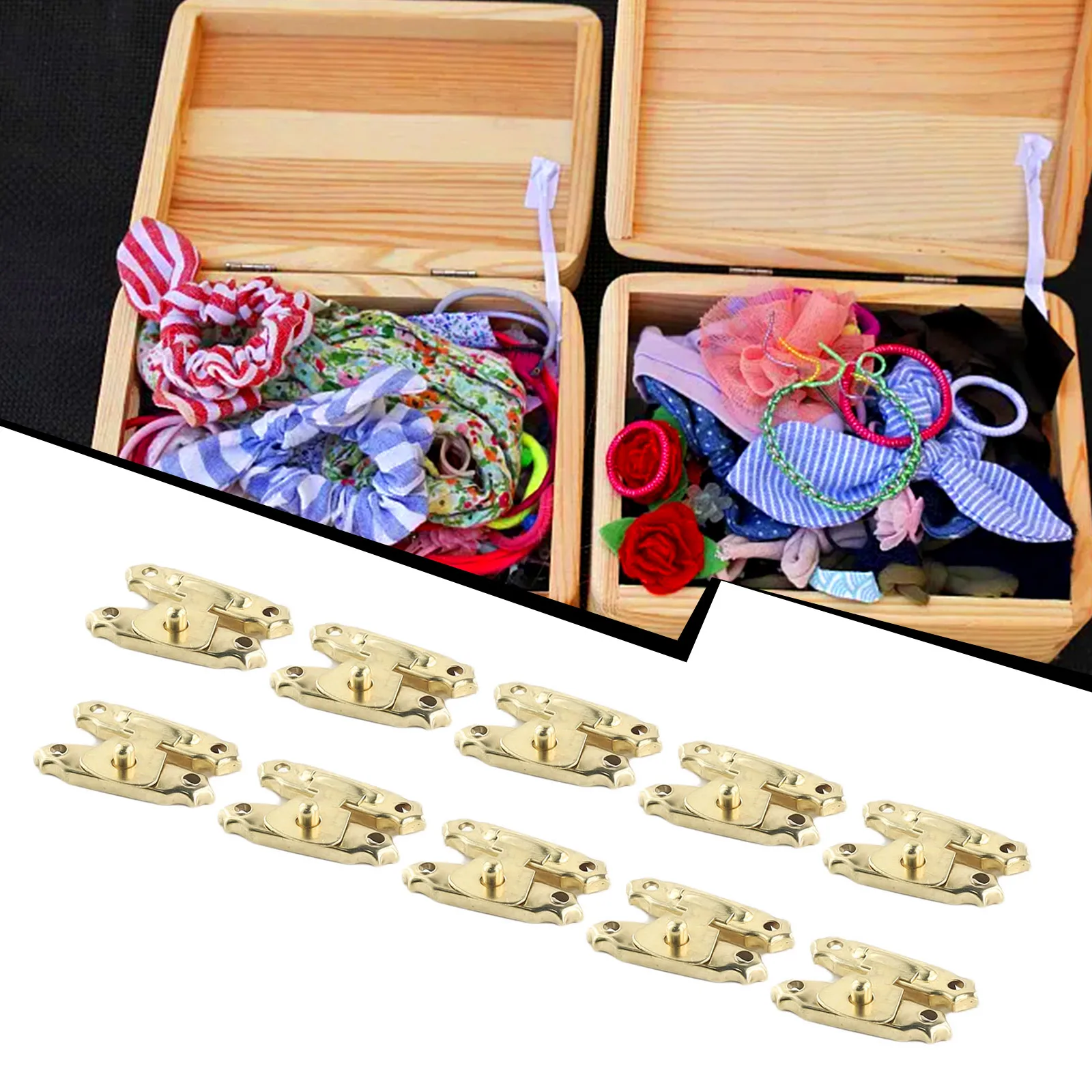 Gebäude Kleine Dinge Schnallen Hause Mit Schrauben 10PCS Verschluss Hardware Gelb Bronze Verbesserung Andere Holzkisten