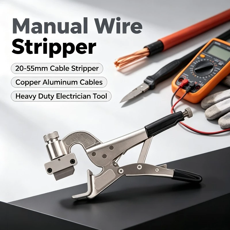 Manual Wire Stripper, 20-55mm Copper Aluminum Cable Stripping Pliers, Heavy Duty Overhead Electrician Insulation Removal Tool
