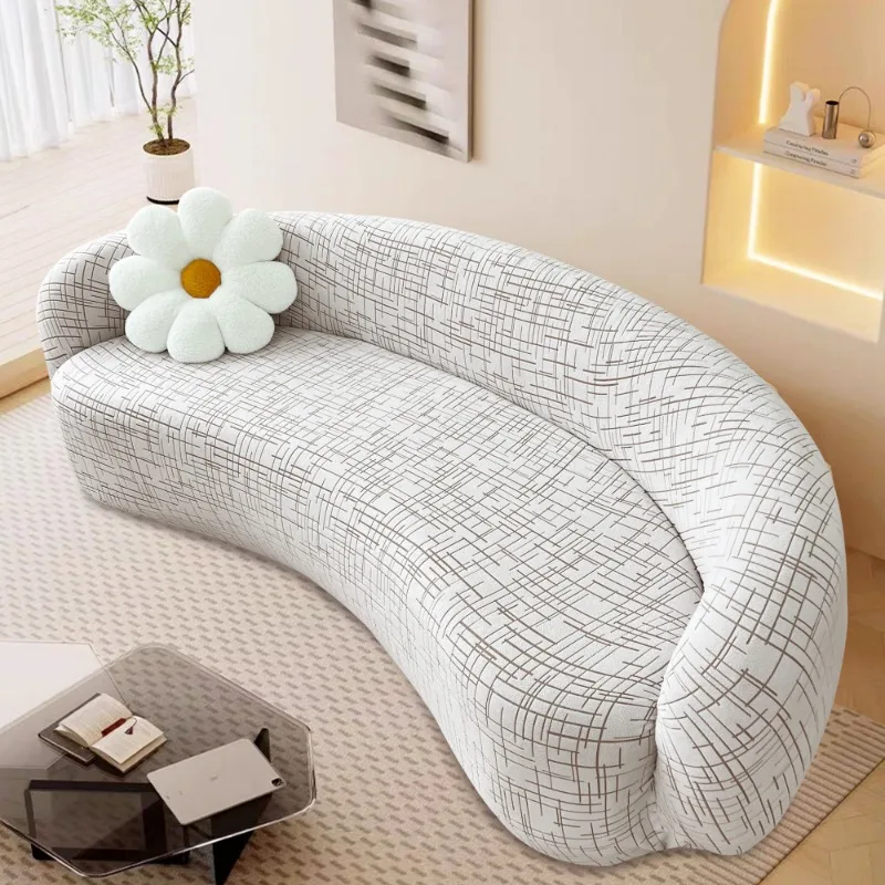 Stretch Semi-Circular Curved Sofa Cover, Shaped Couch Protector for Dogs, Jacquard Boho Sectional Sofa Slipcover
