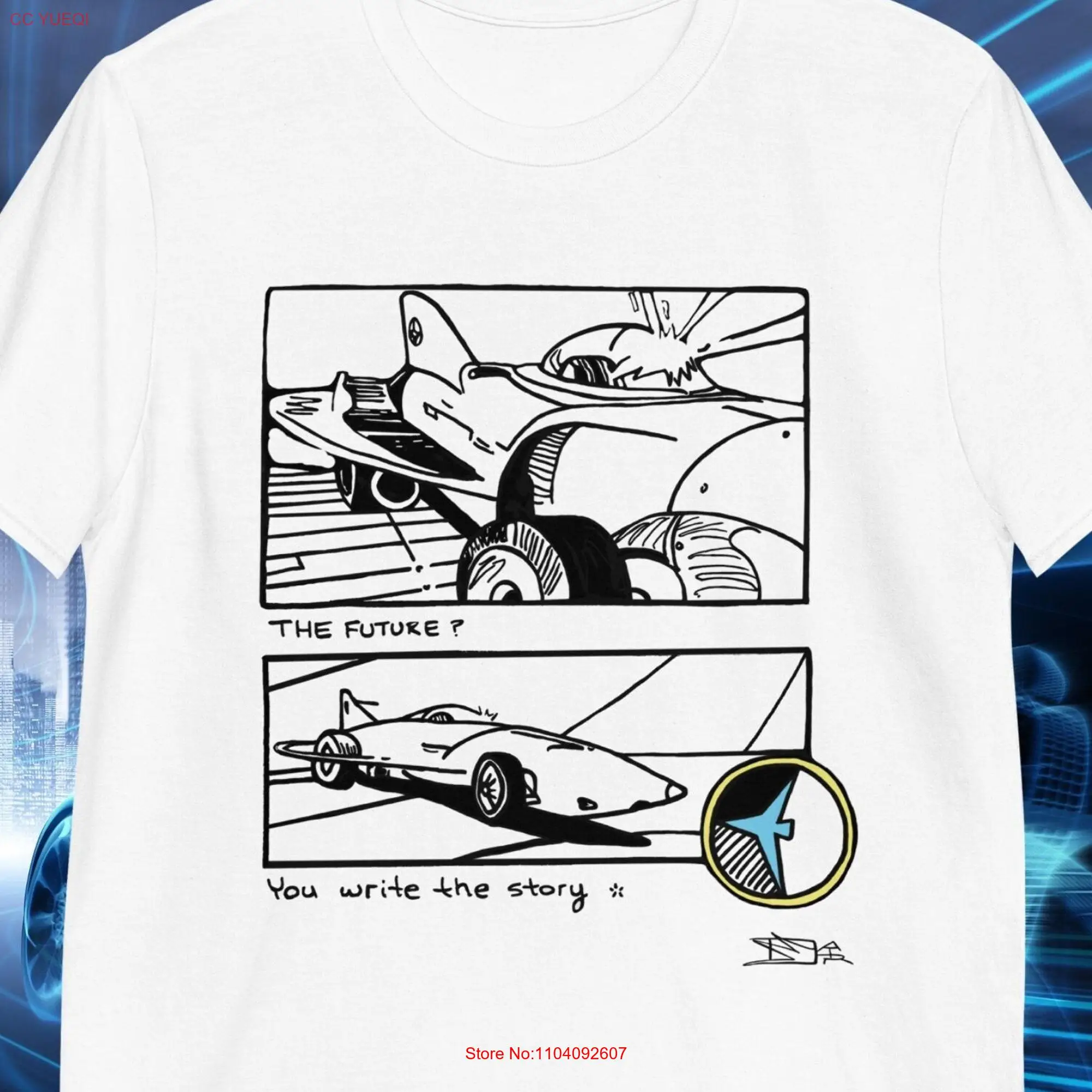 Retro futuristic concept car t shirt hand drawn art design top unisex premium tee lover gift long or short sleeves