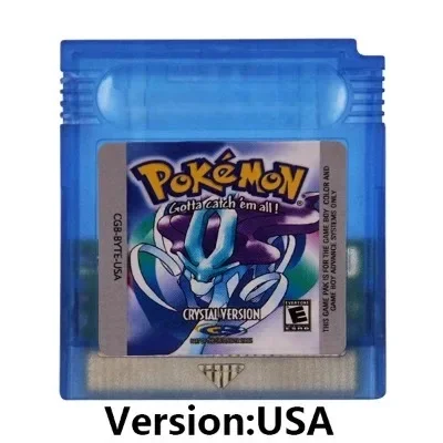 Pokemon Series Video Game Cartucho, GBC Game Console Card, Verde, Prata, Amarelo, Vermelho, Azul, Cristal de Ouro, Multi-Idioma, 16 Bit