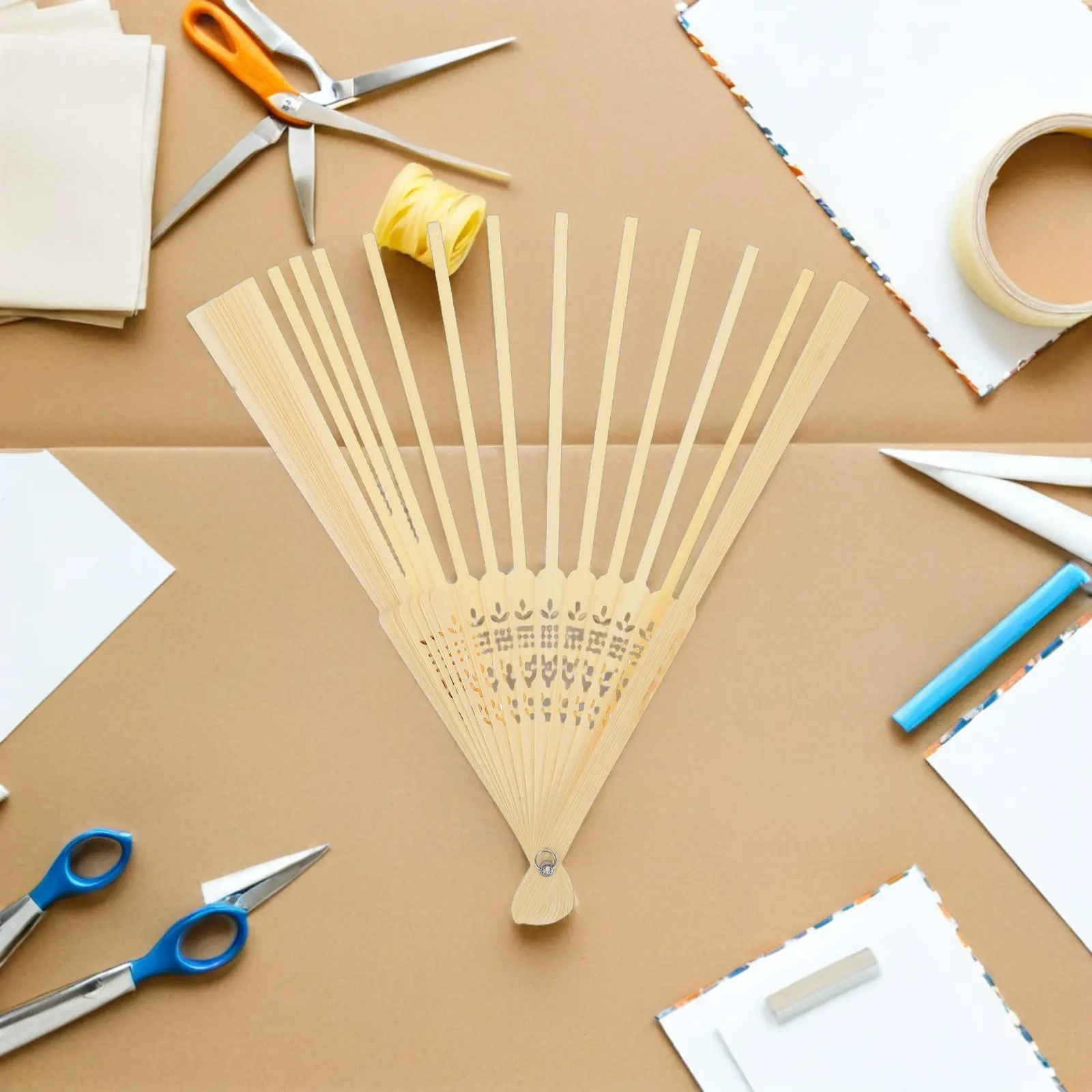 Japanese Bamboo Folding Fan Frame Smooth Finish Easy Assembly DIY Hand Fan Making Material for Festival Tea Ceremony Home Decor