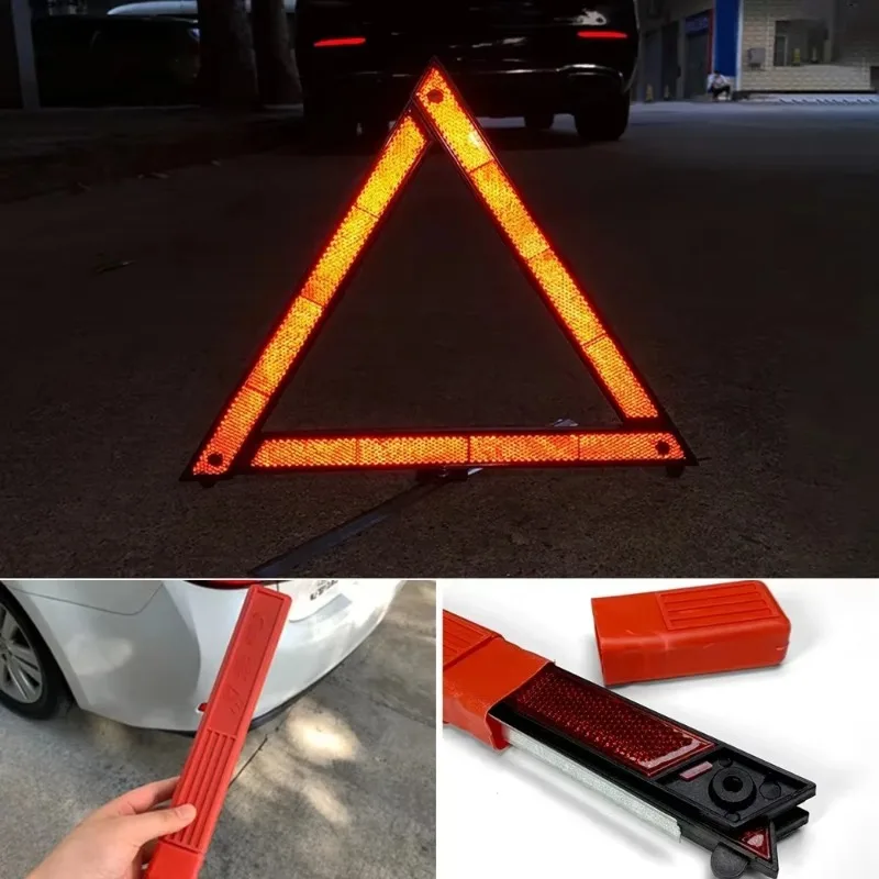 Foldable Car Triangle Warning Sign Parking Tripod Vehicle Emergency Reflector Car Rescue Towing Roadside Assistance Accessories