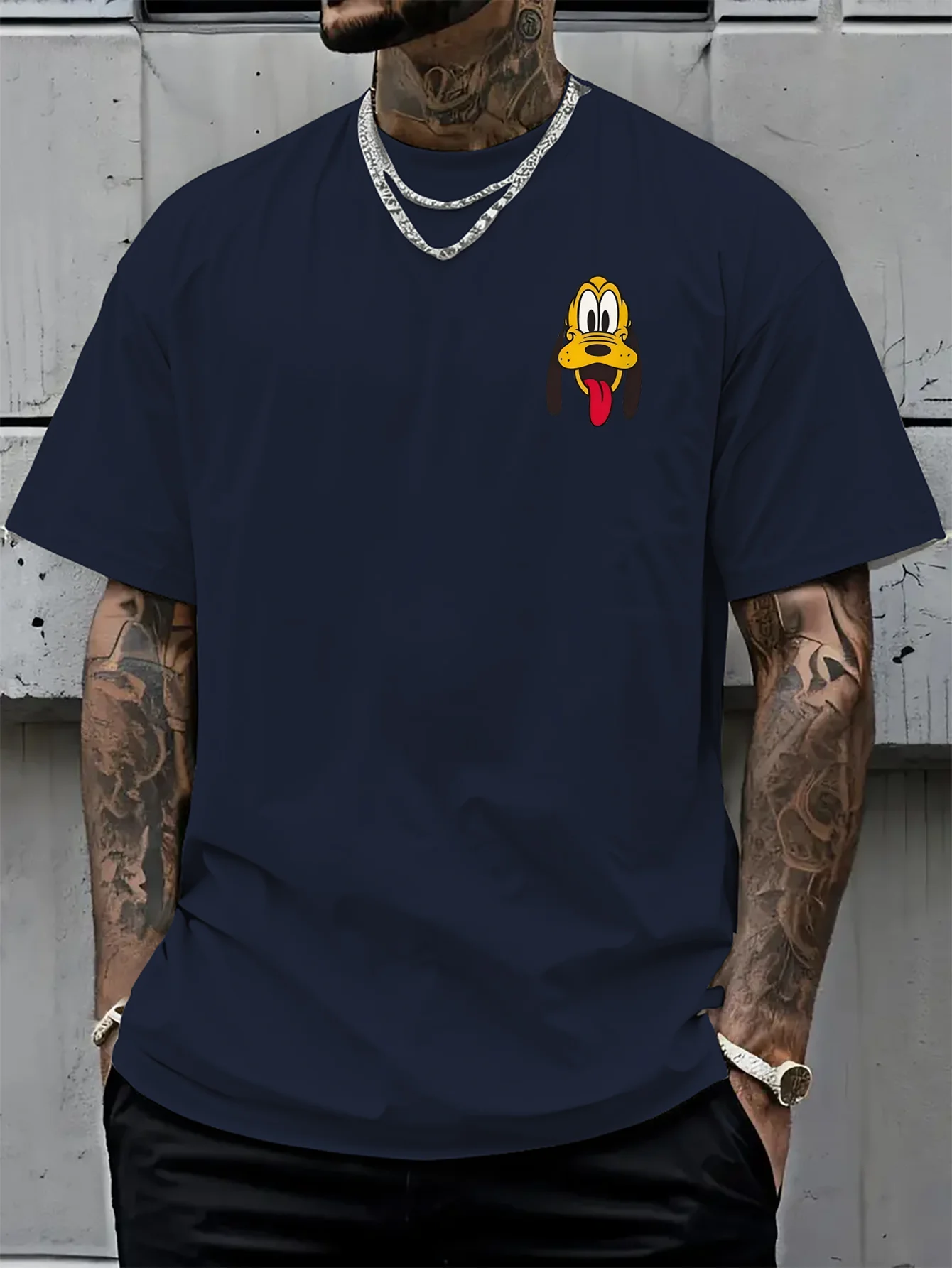 تي شيرت صيفي للرجال بنمط ديزني بلوتو ملابس ترفيهية يومية وأنشطة موضوعية للجنسين من القطن بأكمام قصيرة كبيرة الحجم #6