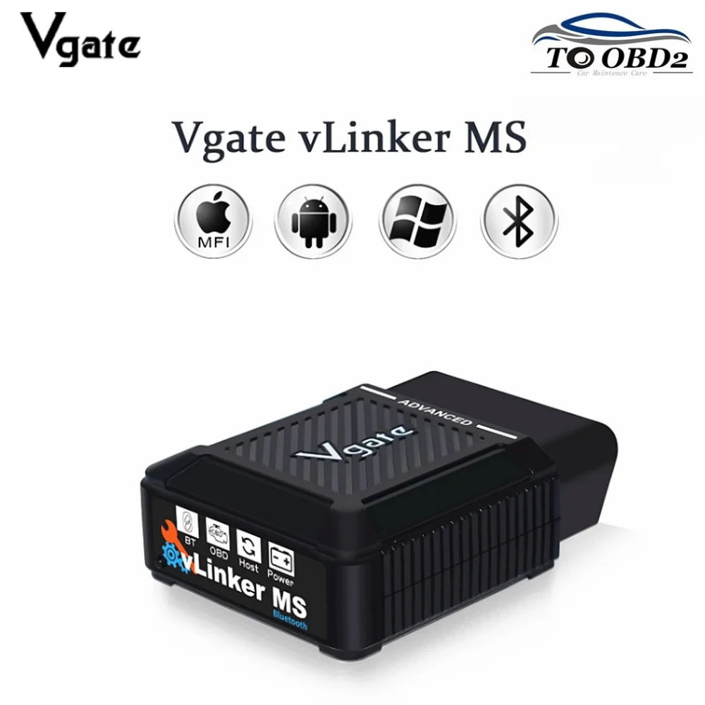 NEW Vgate vLinker MS Upgraded OBD2 Scanner Bluetooth 4.0 OBD2 Car Diagnostic Tool Programming OBD Code Reader For iOS/Android/PC