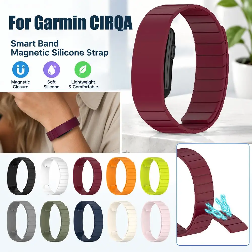 Magnetic Folding Clasp Silicone Strap for CIRQA Smart Band Replacement Wristband Soft Breathable Sweat-Resistant Adjustable Wear