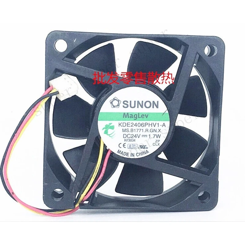 S+    1 of SUNON KDE2406PHV1-A Cooling fan DC24V 1.7W 6015 6CM 3 pin