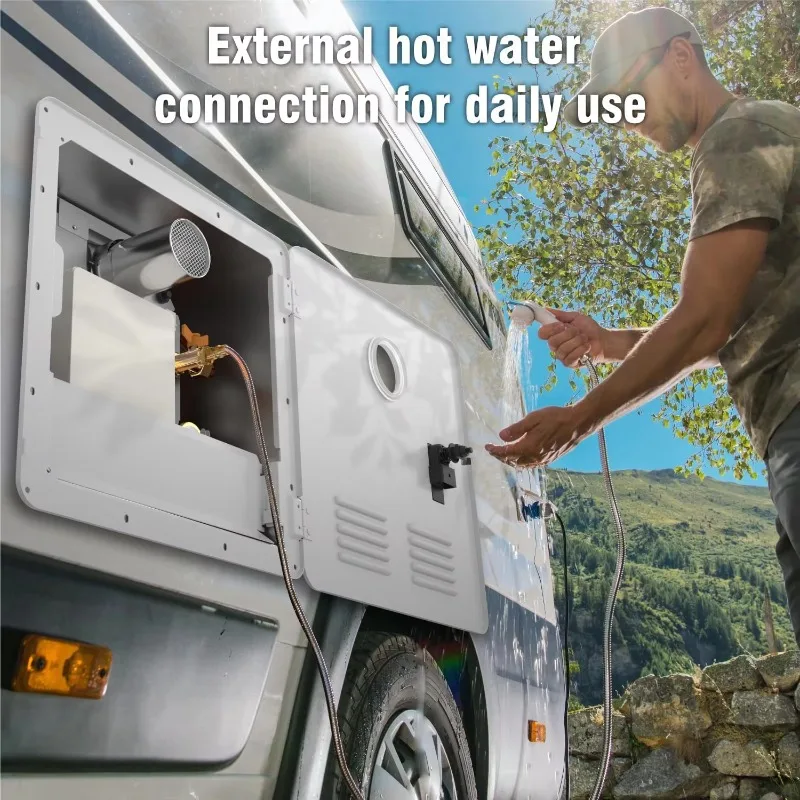 BK-RV8 ALW سخان مياه LPG متقدم 12 فولت، 2.2 GPM 55K BTU تصميم موفر للمساحة لـ RV يعمل بالتيار المستمر والتخييم خارج الشبكة #6