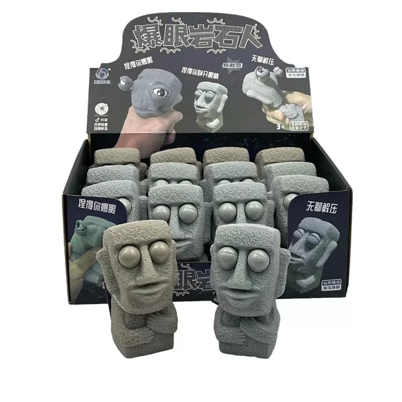 

Забавная игрушка для снятия стресса, медленно отскоки, мягкая статуя Моаи, сжимаемые глаза, завлеченное выражение relaксы, стресс, детский подарок