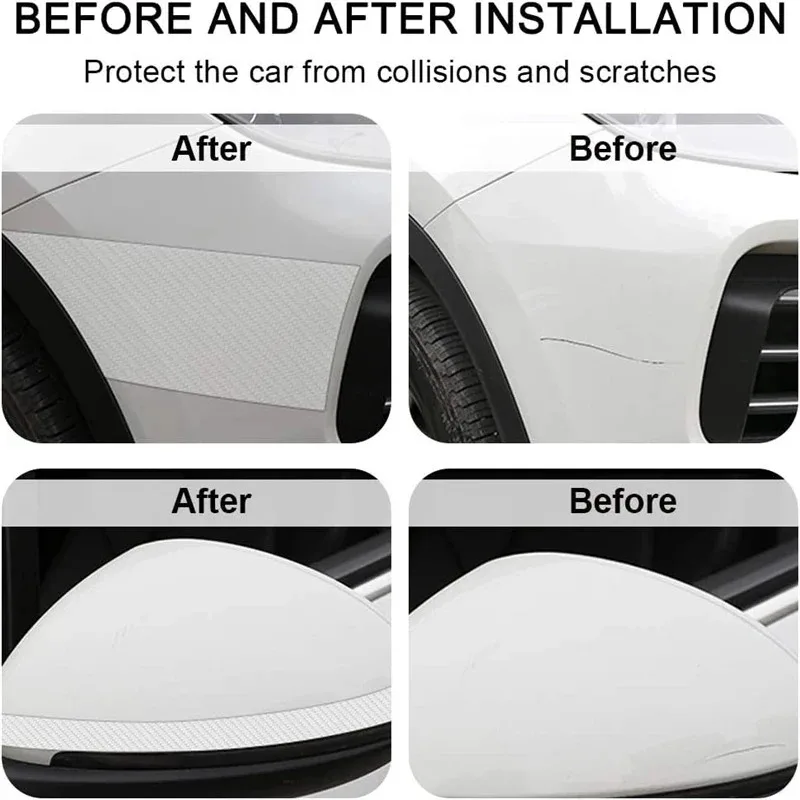 3D Carbon Fiber Sticker Paste Car Threshold Protective Film Anti Scratch Matte Transparent Nano Sticker for Car Body Accessories