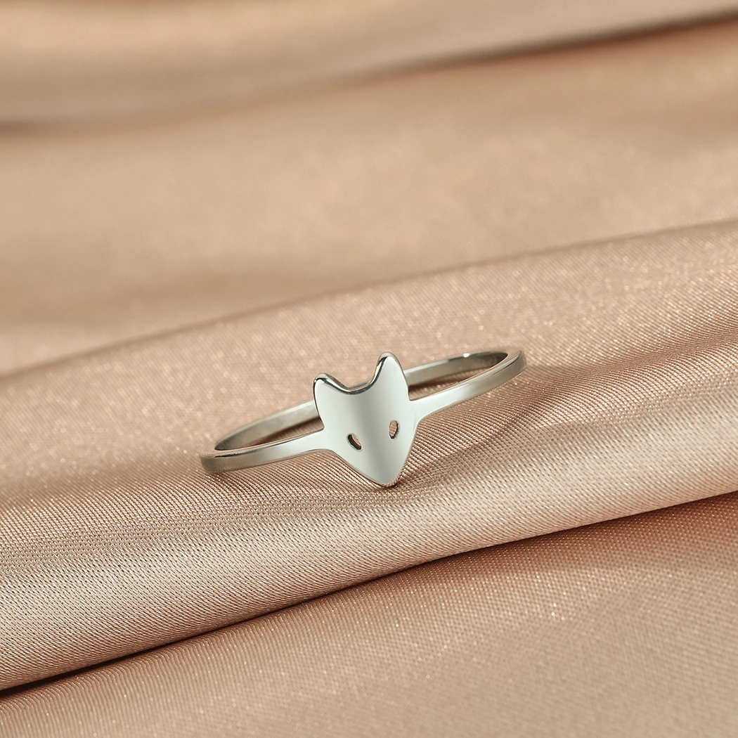 Kinitial Midi Fox Face Stainless Steel Rings Women Punk Animal Pet Lover Cute Design Knuckle Ring Girls Gift image 4