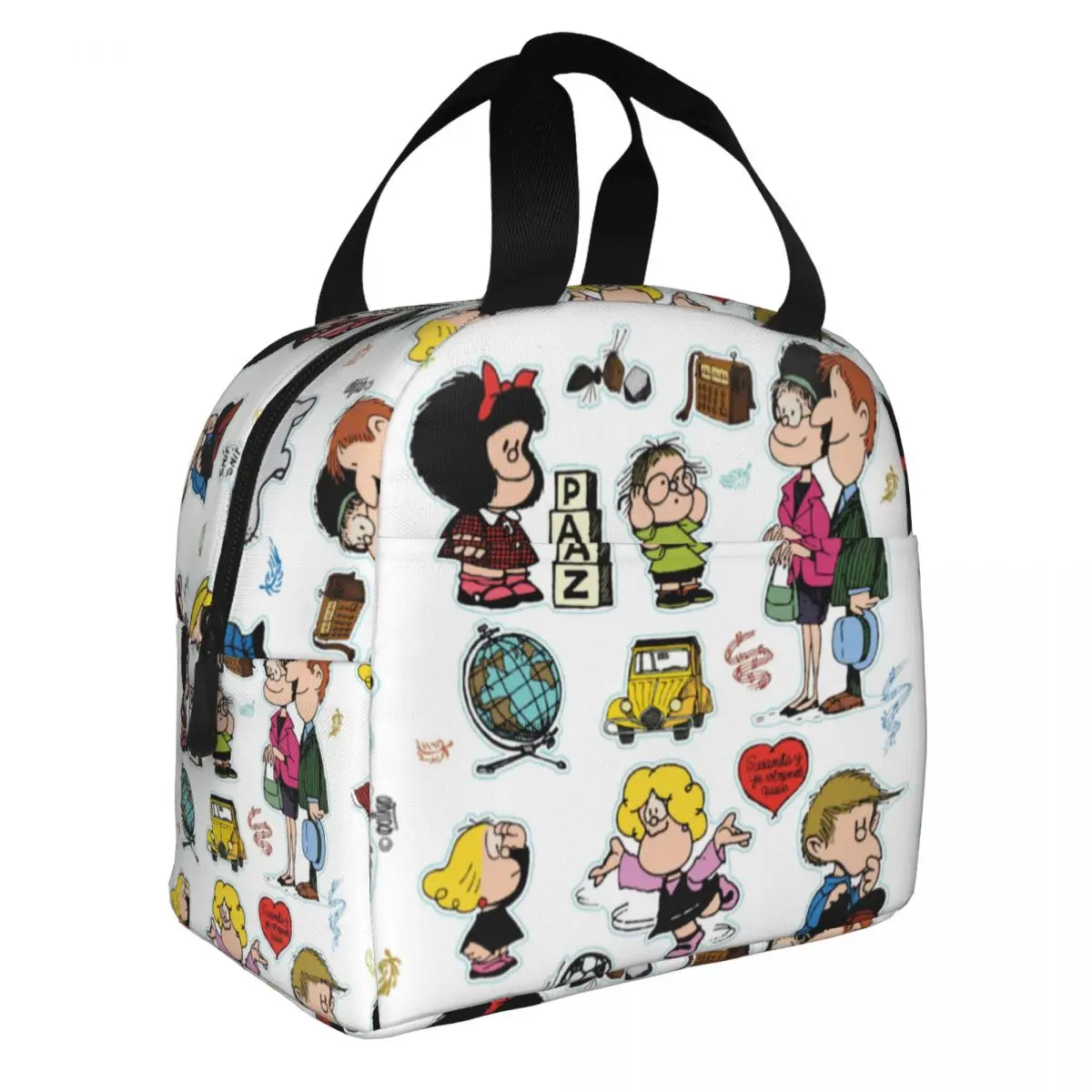 Personagens Mafalda Saco De Almoço Isolado, Saco Térmico Reutilizável, Tote Portátil, Caixa De Praia, Bolsas De Comida Ao Ar Livre