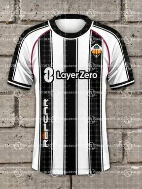 CD Castellon Home Jersey 25-26 Camiseta de fútbol de manga corta para adultos Ropa deportiva Digital 3D Top para padres e hijos para hombres y mujeres