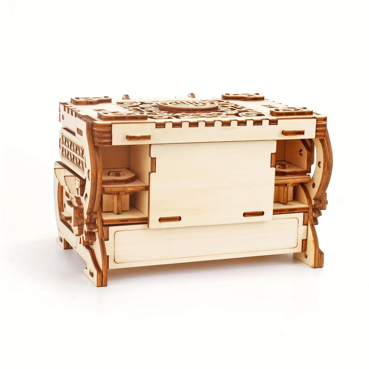 3D three-dimensional puzzle gift wooden hand-assembled machinery creative treasure box can be opened, jewelry box.