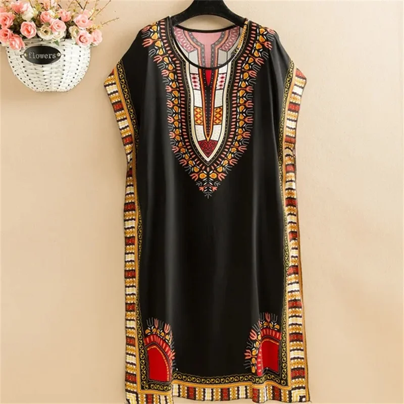 Sleepwear For Women Loose Night Dress Vintage Printed Cotton Nightgowns Female Sleepshirt Casual Summer Sleeping Nightshirt