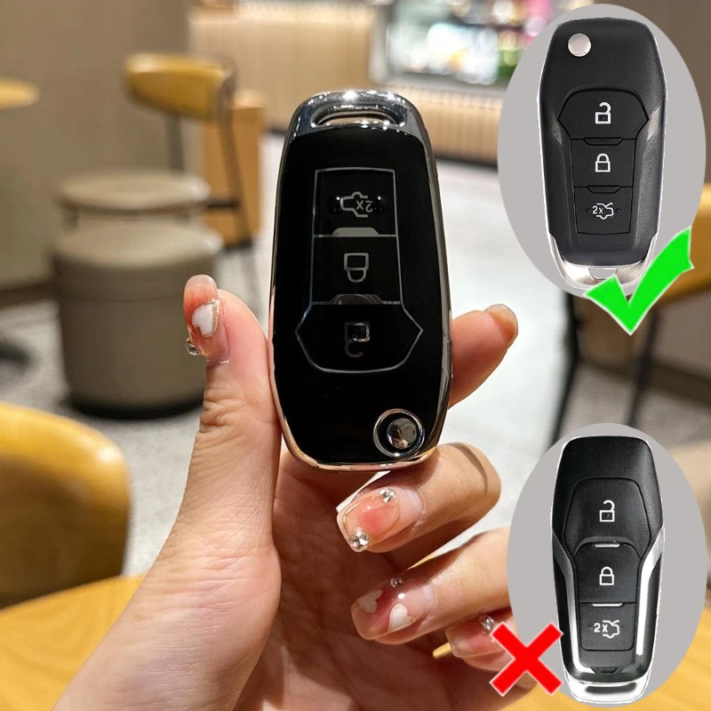 

Для Ford Figo 2017 Mondeo 5 Ecosport Puma 2020 Fiesta Mk8 Everest Ranger 3 кнопки чехол из ТПУ с дистанционным управлением для автомобиля брелок