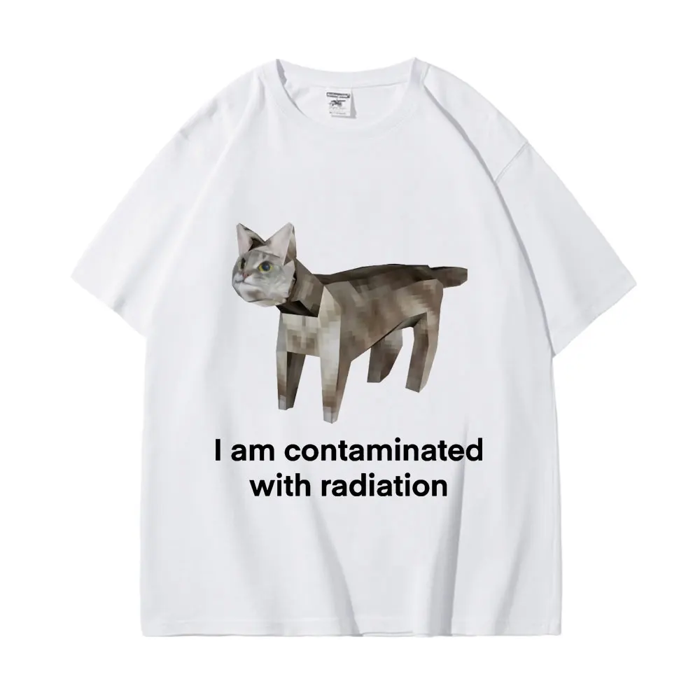 

I Am Contaminated Funny Cat Meme T-shirts Fashion Vintage Short Sleeve T-shirt Unisex Casual Comfort Cotton T Shirts Streetwear