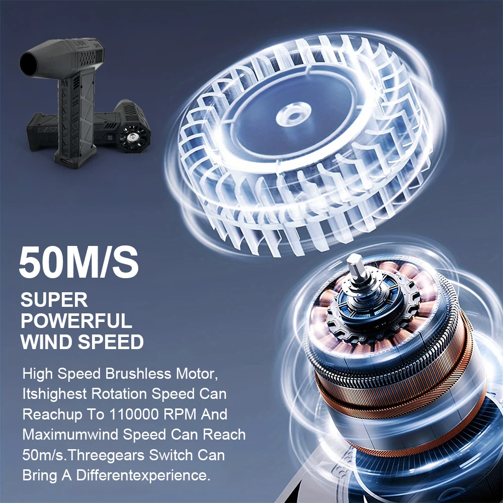 Multifunctional Mini Turbo Jet Fan Handheld Brushless Motor 130,000 RPM Powerful Blower Wind Speed Industrial Duct Fan