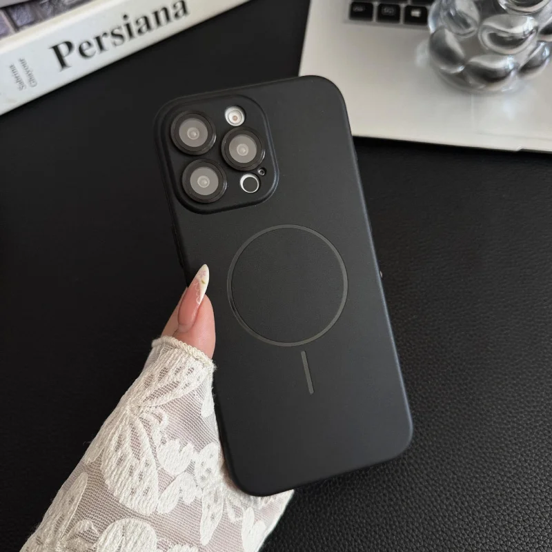 Suitable for high-end Apple 16promax phone case 15pro magnetic suction 14/13 soft rubber case with all inclusive buttons