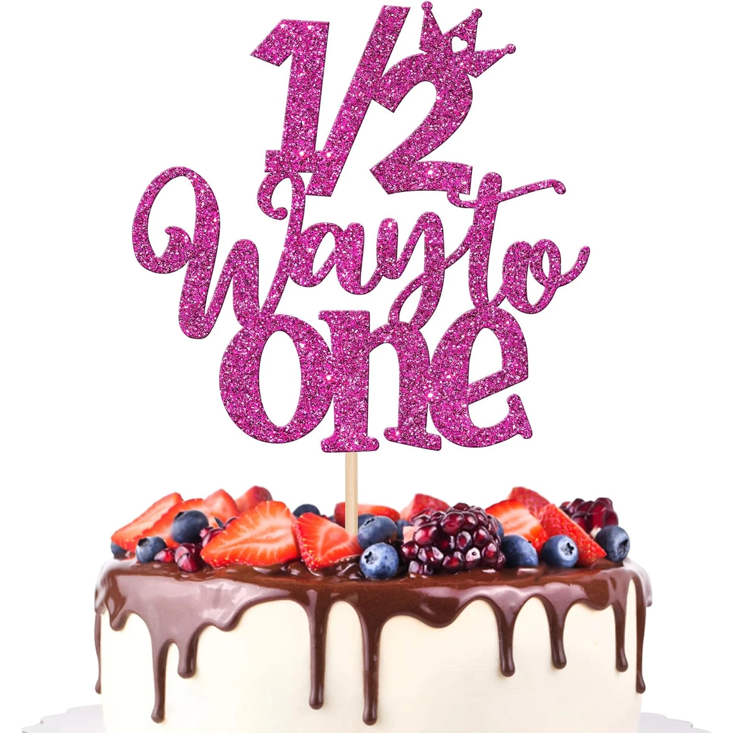 1/2 „Half Way to One“-Kuchenaufsatz „Happy 6-Monats-Geburtstagskuchen-Dekoration für Baby Happy 6-Monate-Geburtstagsfeier-Kuchenaufsatz – Detail 9