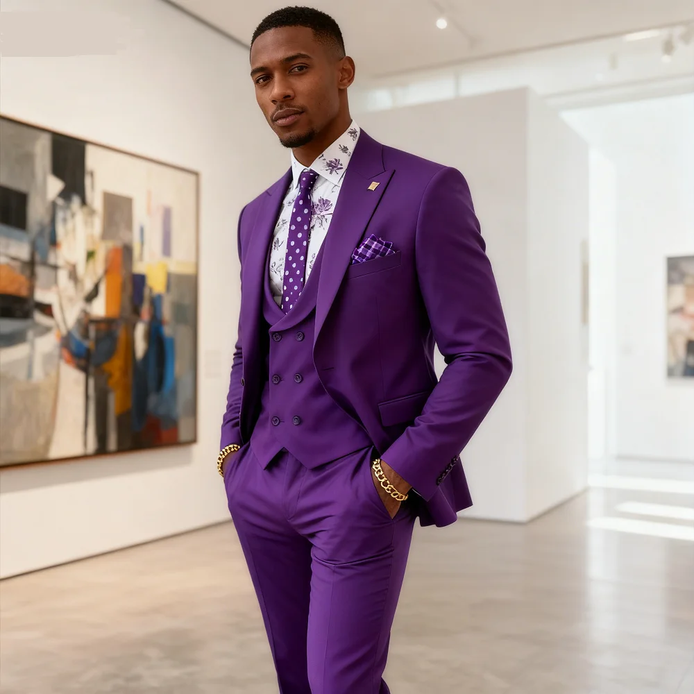 

Men's Slim Fit 3 Piece Terno Bonito Dark Green Wedding Party Suit Jacket Vest Pants Set Male Formal Wear