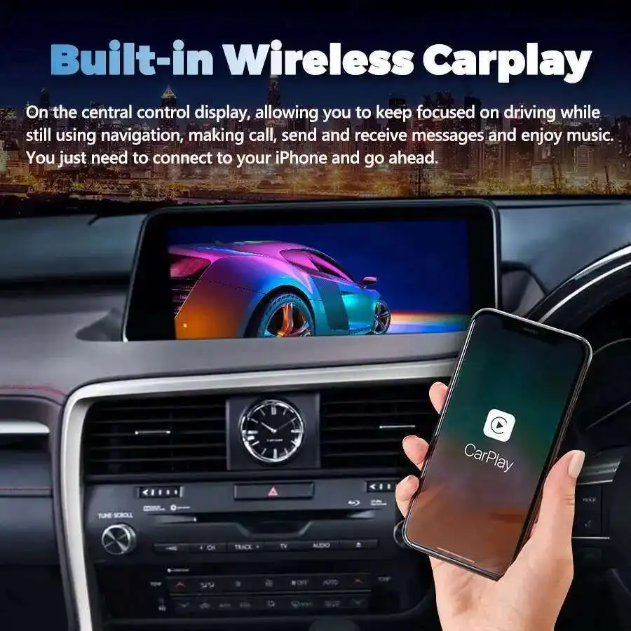 12.3 Inch Qualcomm Navi Screen GPS Car Video Player For Lexus Rx450h RX200t RX350 RX300 RX 450H 200t 350 300 Android 14 Carplay
