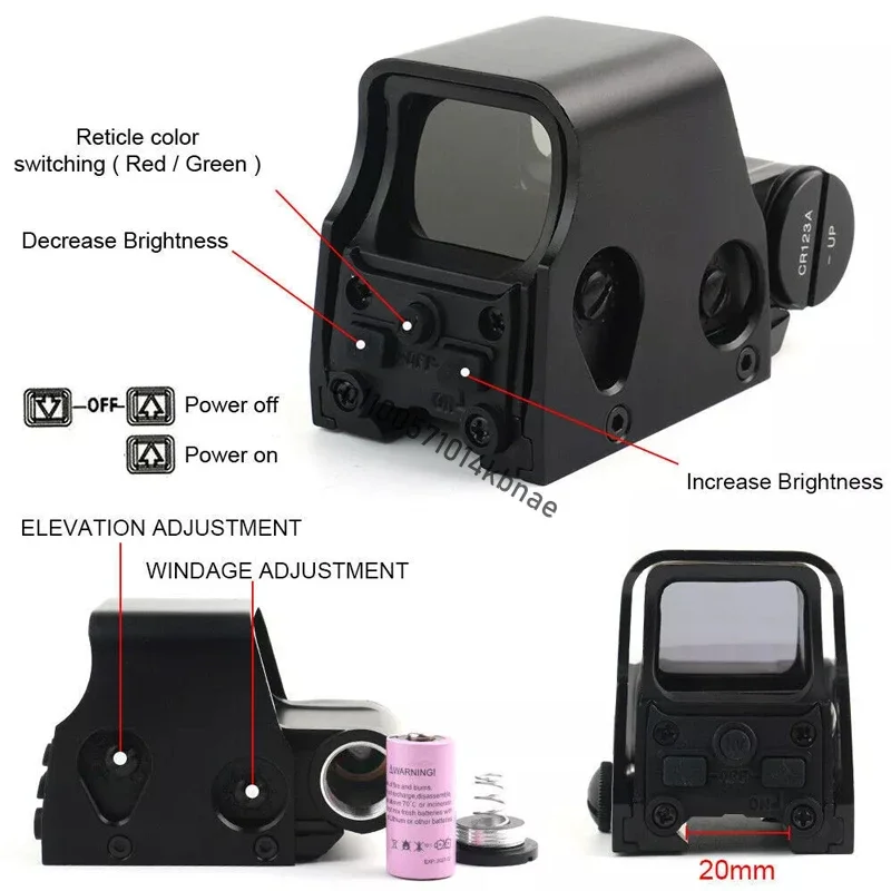 551 552 553 556 558 المجسم ريد دوت البصر البصرية بندقية نطاق الصيد منعكس البصر Riflescope 20 مللي متر جبل الادسنس بندقية #3