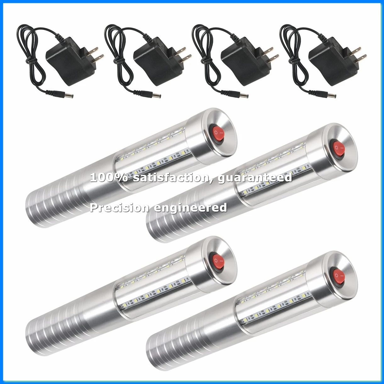 ●4 Pcs LED Strobe Reusable LED Light Rechargeable Champagne LED Bottle Service and Charger,US Plug Silver-A57M