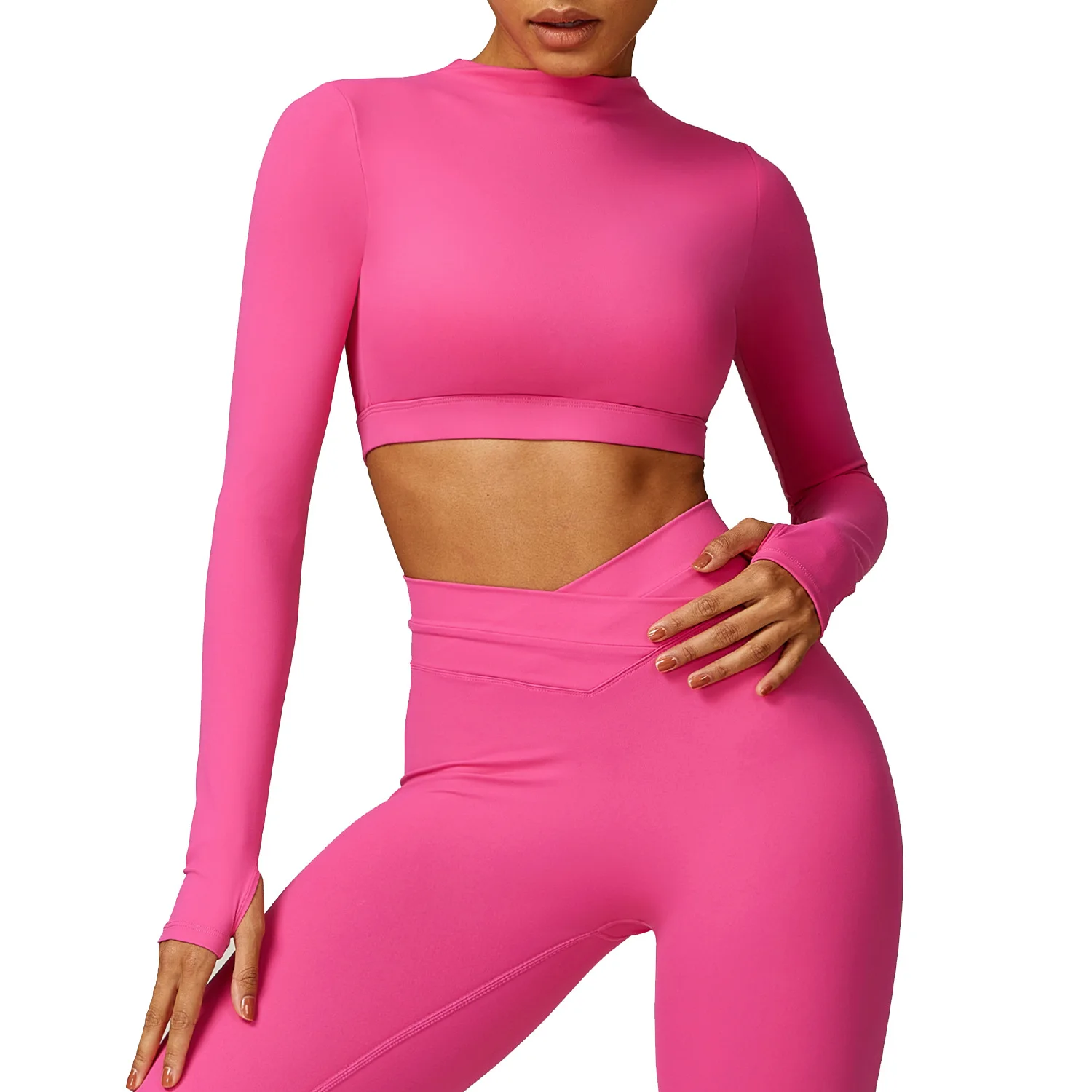 New Women\'s Long Sleeve Top Yoga Shirts Running T-Shirt Workout Running Fitness Gym Sports Top Training Crop Top Solidcolor