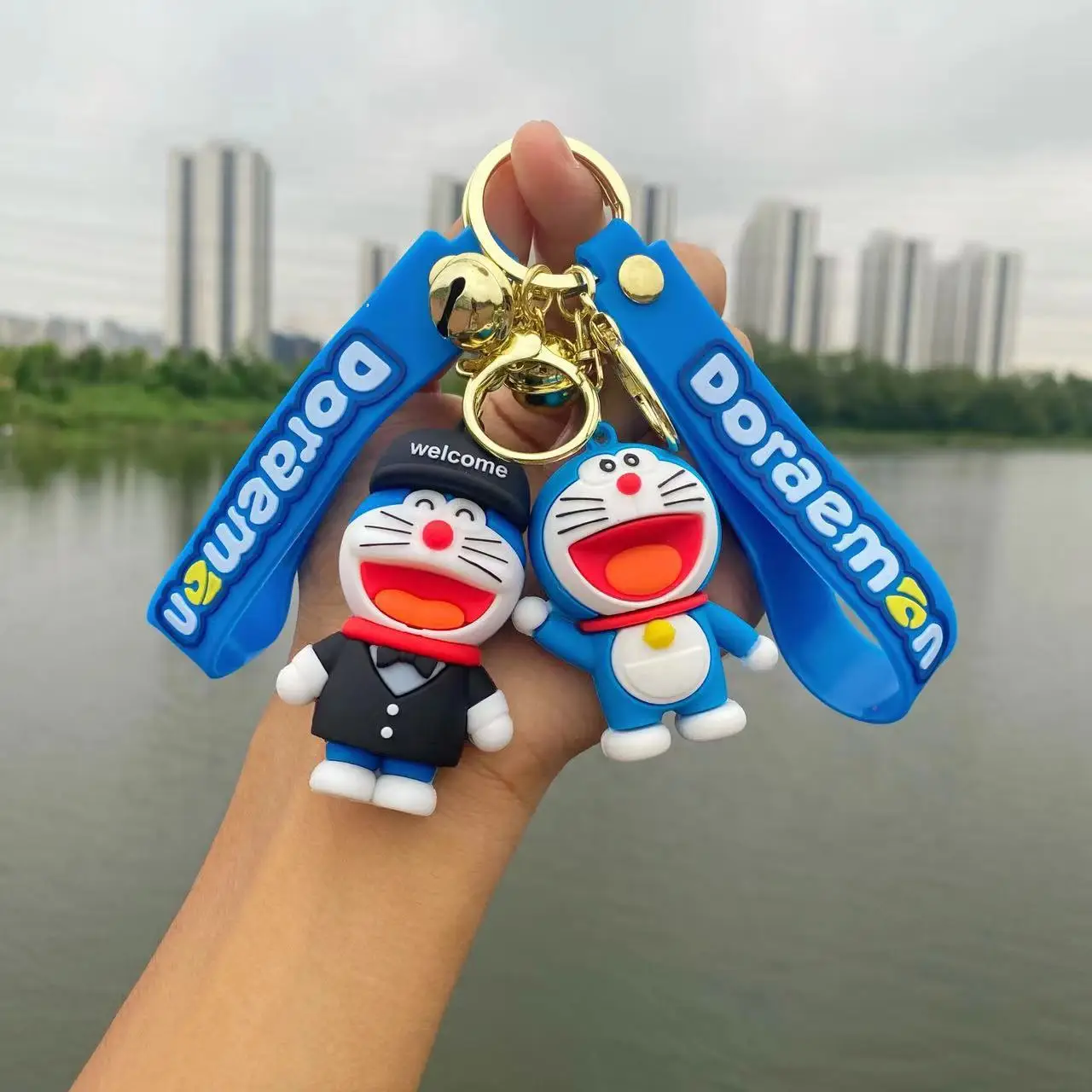 Cute Doraemon Doll Pendant Cartoon Figures Tinker Bell Cat Robot Cat Kawaii Fashion portachiavi Bag portachiavi ciondolo regali di compleanno