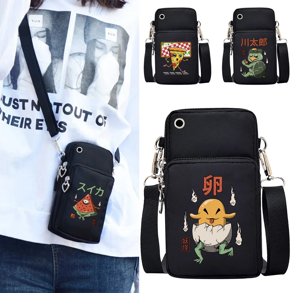 Universal Mobile Phone Bag Women Messenger Bag Neck Coin Purse Handbag Sports Arm Bag for Samsung/iphone Cute Monster Pattern