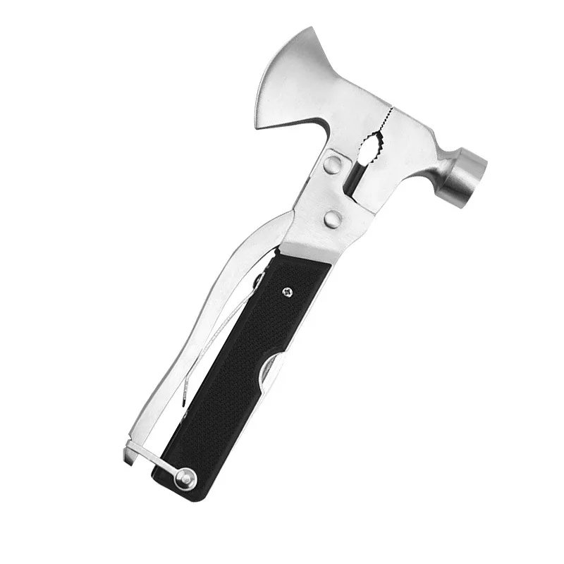 Strumento multifunzionale Martello per ascia Martello per artigli, Martello portatile da campeggio Martello per chiodi a terra pieghevole Strumento salvavita per auto