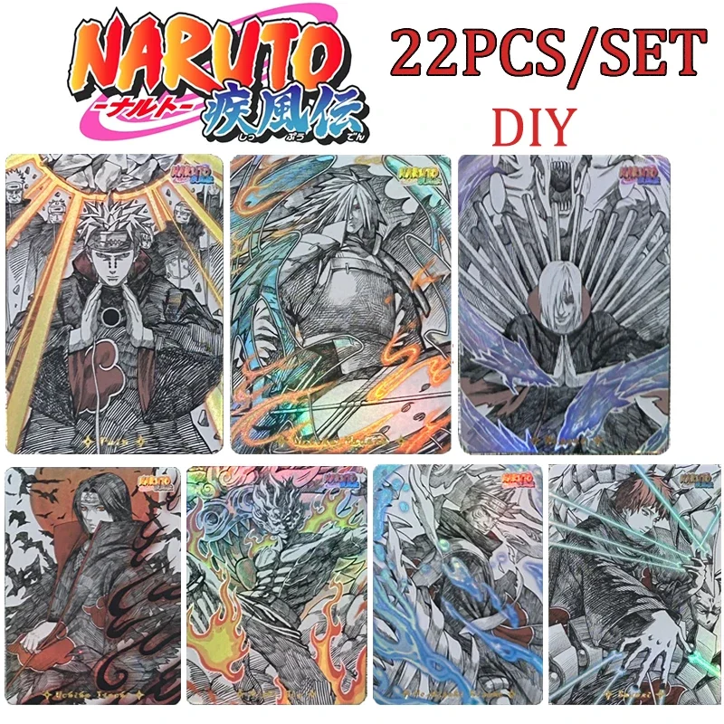 Naruto 22PCS/SET DIY Naruto Uzumaki Kakashi Kakashi Uchiha Sasuke Jiraiya Collectible Cards Holiday gifts Pain Tendo