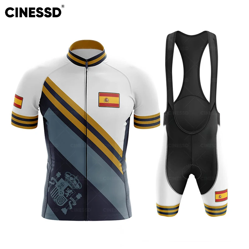 Spain Men Cycling Jersey sets Short sleeves Cycling Clothing MTB Bike Clothes Uniform Maillot Ropa Ciclismo Cycling Bicycle Suit