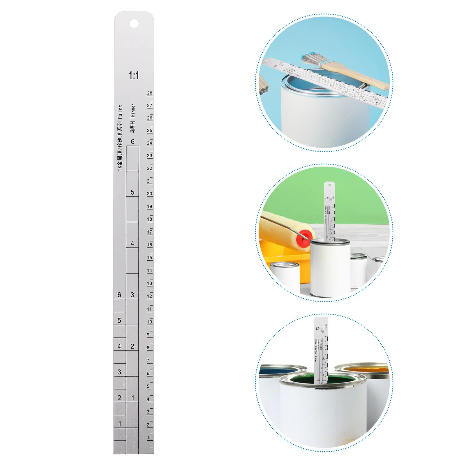 

Paint Mixing Scale Stainless Steel Ruler Accurate Graduation Stirring Measuring Stick for Auto Painting Projects