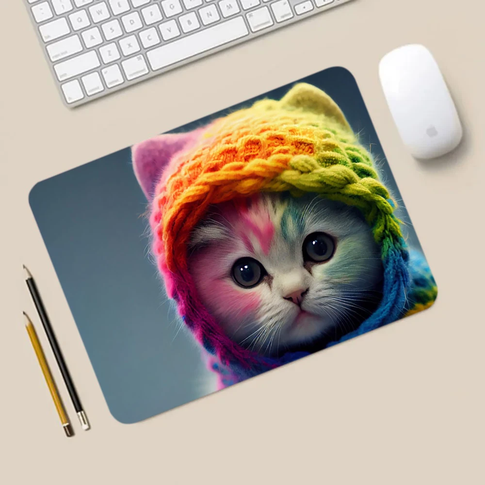 Colorful Cat Waterproof Small mousepads Computer Laptop Table Carpet Gaming Keyboard Pad Home/Office Non-Slip Rubber PC Desk Mat