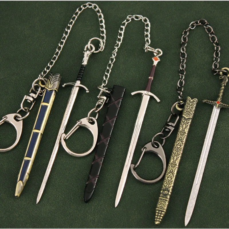 9cm Longclaw Sword KeyChain GOT Jon Snow Game Peripherals of 1/12 Medieval Metal Weapon Model Keyring Accessories